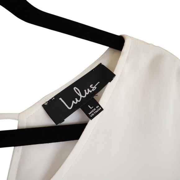 Lulus Womens Chic Of Perfection Shift Dress Sze Large White Bridal Ruffle Dainty - Picture 5 of 12